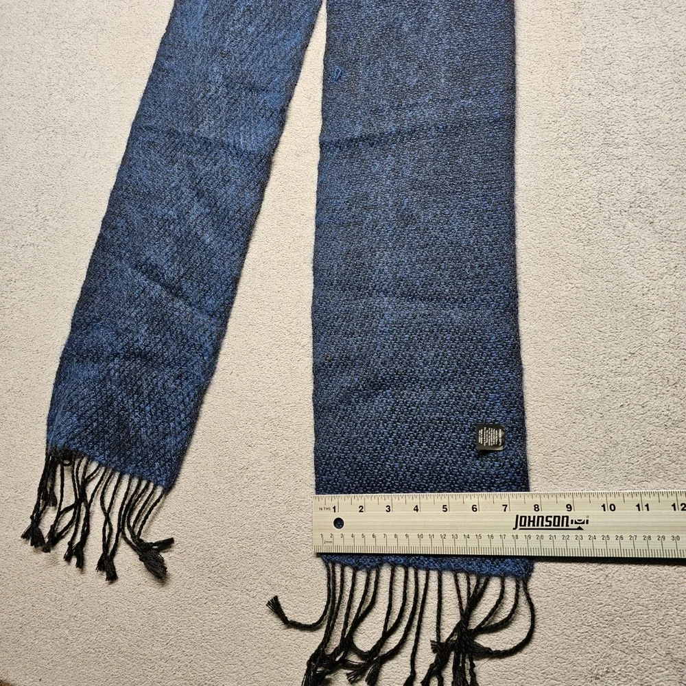 Andes Gifts Winter Scarf Navy Blue Black Alpaca Wool Marled Knit Tassel Fringe